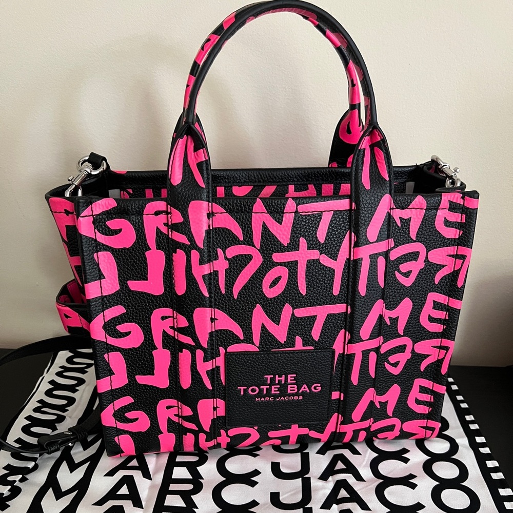 Marc Jacobs Stephen Sprouse Graffiti Pink and Black Med Tote Bag
